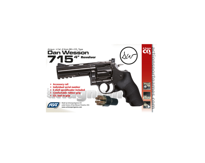 Revolver Dan Wesson 715, 4" Steel Grey - 4,5 mm Co2 Bbs Acero