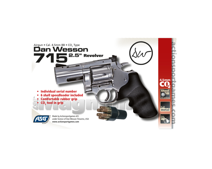 Revolver Dan Wesson 715, 2,5" Silver - 4,5 mm Co2 Bbs Acero