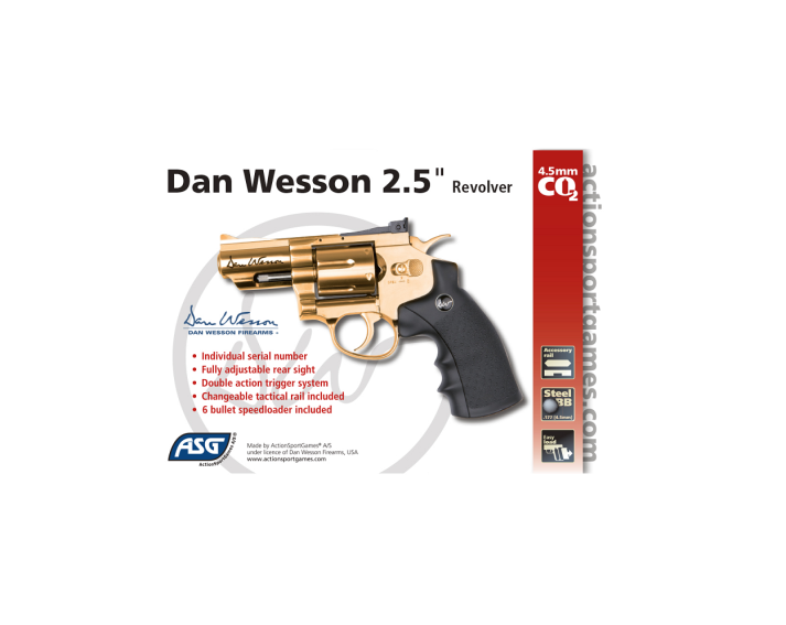 Revolver Dan Wesson Edición Especial 2,5" Gold - 4,5 mm Co2 Bbs Acero