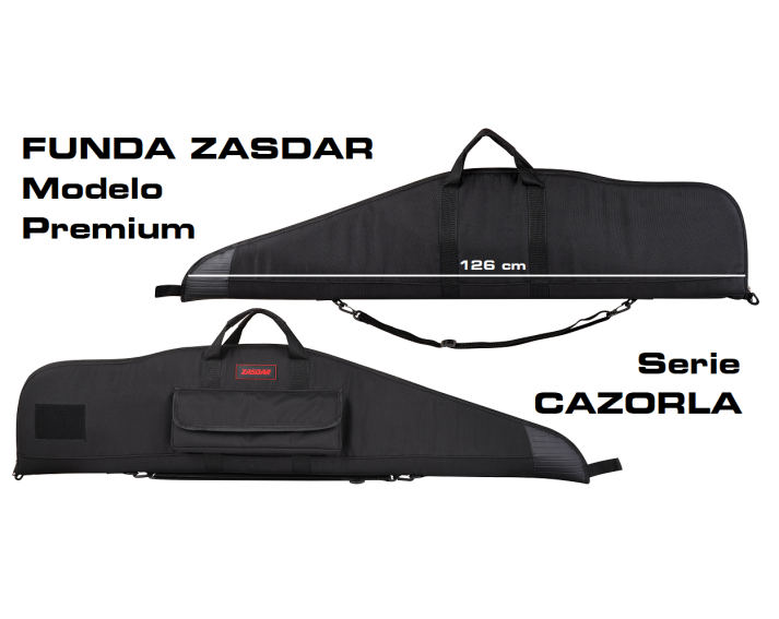 Funda textil Zasdar arma larga modelo Premium color negro. CAZORLA 126 cm.