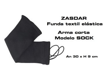 Funda Zasdar tipo calcetín - arma corta modelo Sock color negro.30 x 9 cm.