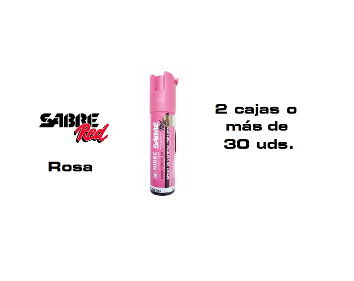 Spray Defensa Sabre Red Rosa con chorro balistico (Venta Exclusiva Armerias). Para 2 cajas o más.