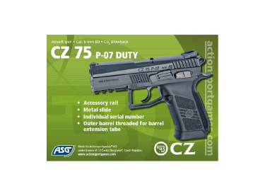 Pistola CZ75 P-07 Duty Negra blowback corredera metalica - 6 mm Co2 2