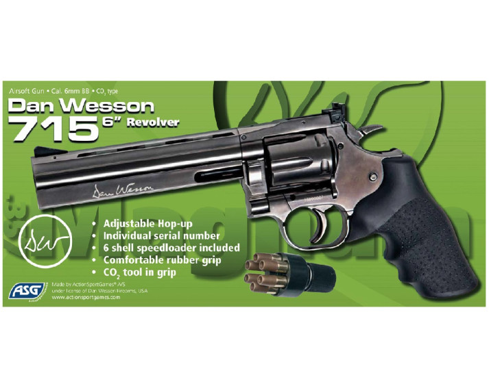 Revolver Dan Wesson 715 6" Steel Grey,  6 mm Co2