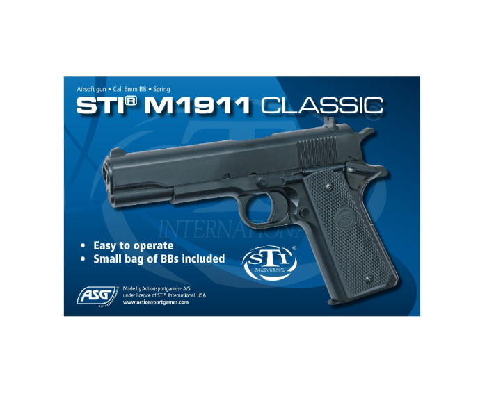 Pistola STI® M1911 Classic Negra - 6 mm muelle