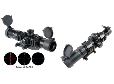 Visor táctico Zasdar 1,5-4x30 mm. Retícula Mildot RGB  iluminada. 2