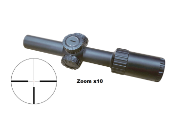 Visor Zasdar 1-10x24 mm. Retícula 4 con punto central iluminado.