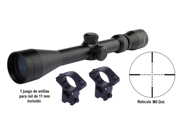 Visor Zasdar 3-9X40 mm. Ret. Mildot no iluminada con anillas 11mm