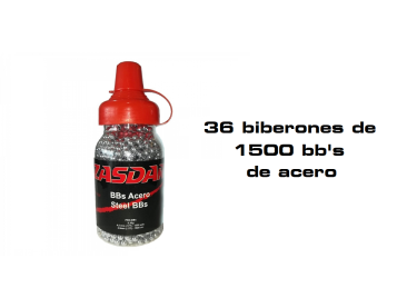 Caja 36 unid. Steel  Bbs 4,5 mm.  Zasdar biberón 1.500 u. 2