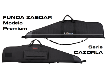 Funda textil Zasdar arma larga modelo Premium color negro. CAZORLA 116 cm. 2