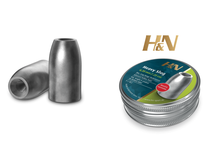 Balines H&N Slug HP HEAVY cal. 6'35 mm /.250" - Lata de 100 balines de 2'59 g.