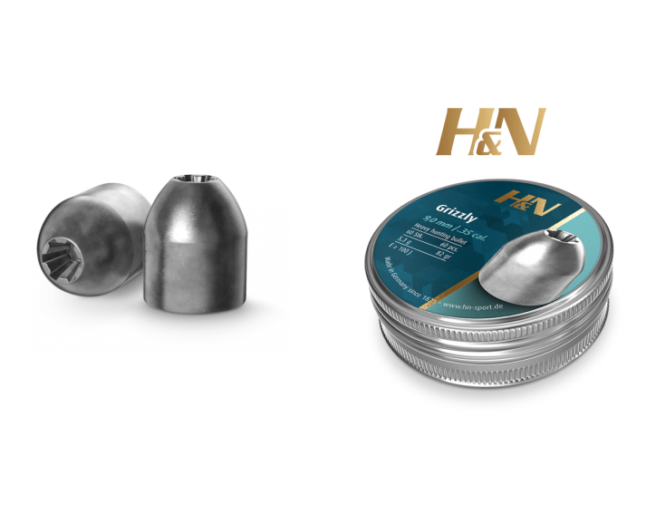 Balines H&N Grizzly cal. 9 mm. Lata 60 uds. de 5,3 g.