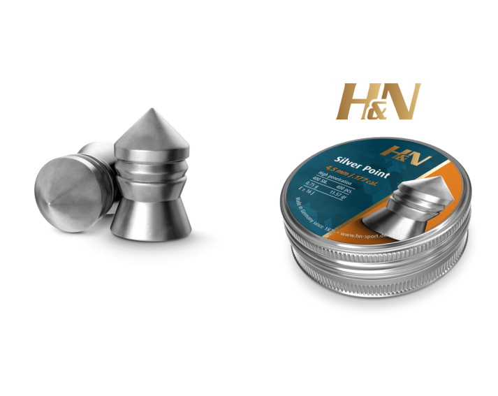 Balines H&N Silver Point cal. 4,50 mm. Lata de 500 uds. de 0,75 g.
